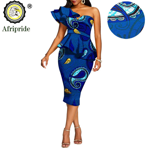 African 2 Piece Set for Women Crop Top + Print Skrit Set Ankara Clothing Dashiki Outfits Blouse Shirt Midi Skirt Casual S1926100