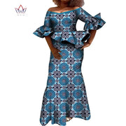 Flare Sleeve Women Skirt Set Dashiki Ankara Party 2 Pcs Sets Tops and Skirt Sets for Women African Women Clothing WY8431