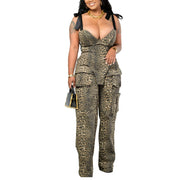 Oil Painting Printed Women's Set Lace Up Back Crop Top and Pants Suit 2025 Fall Winter Two 2 Piece Sets Outfit Tracksuit