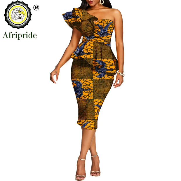 African 2 Piece Set for Women Crop Top + Print Skrit Set Ankara Clothing Dashiki Outfits Blouse Shirt Midi Skirt Casual S1926100