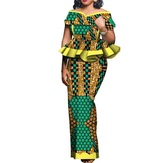Party African Dress Women Skirt Sets Traditional  2 Pieces Suits Custom Made Dashiki Tops and Skirts Plus Size Clothing WY5104