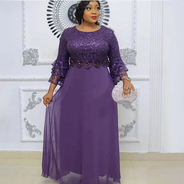 Customized African Party Dresses for Women 2025 Fashion Dashiki Ankara Lace Wedding Gowns Elegant Turkey Muslim Maxi Dress Plus