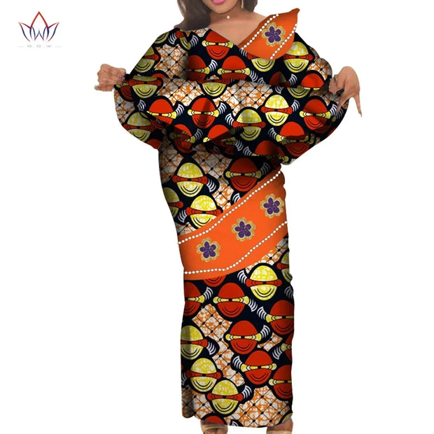 African Traditional Clothing for Women Elegant Long Skirts and Crop Tops African Print Cotton Lady Ankel-length Skirt Set WY3922