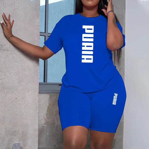 Women Casual Sports Outfits Summer Home Outdoor Comfortable Cool Shorts Tracksuit 2pcs Set Urban Fashion Short Sleeve Streetwear