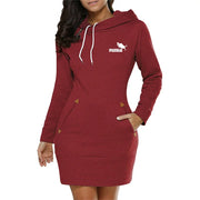 Sweatshirt Women's Dresses Pockets Fashion Casual Zip Neckline Sports Skirt Warm Simple Daily Hooded Woman Comfort Spring Autumn