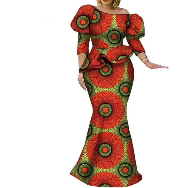 Church African Skirt and Top 2pcs Set High Waist Handmade Plus Size Wedding Party Clothing for Elegant Fashion Lady WY9335