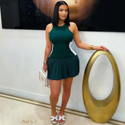 Summer Fashion Solid Dress Women Sexy Off The Shoulder Short Sleeve High Waist Ruffle Edge Short Dress Elegant Slim Fit Dress