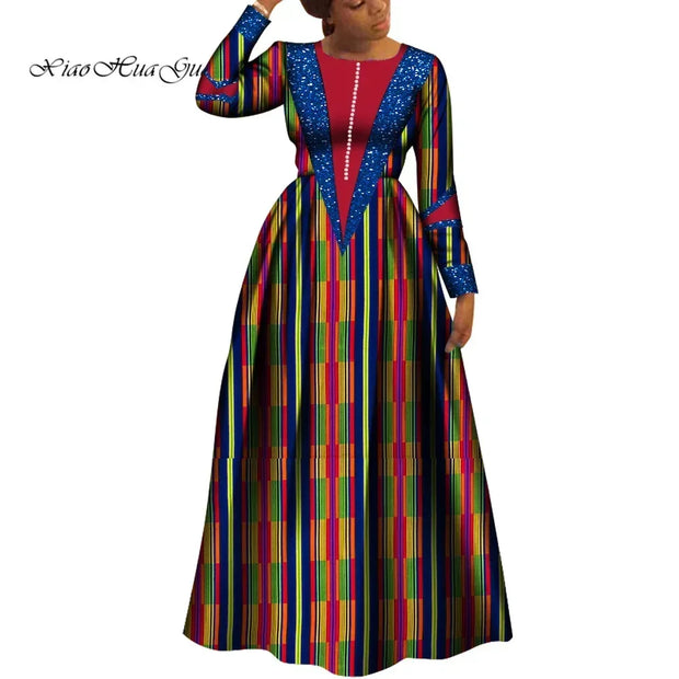 African Dresses for Women Dashiki Dress African Print Robe Africaine Femme Plus Size Africa Clothing Wedding Party WY8034