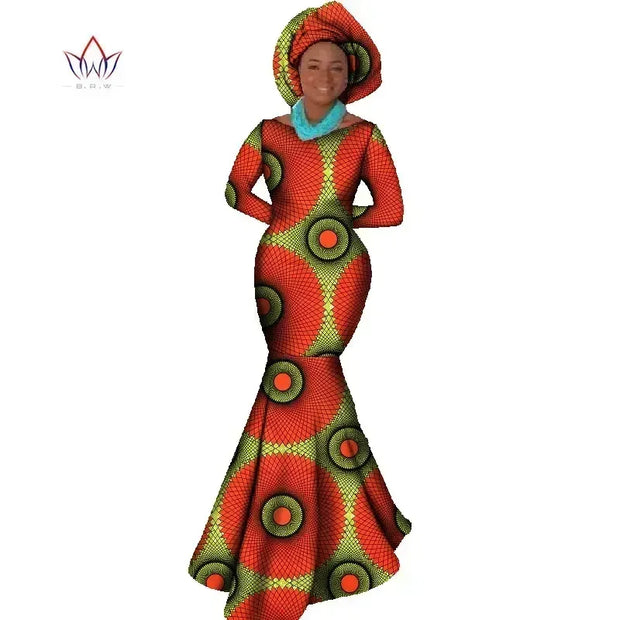 African Women Clothing Long Sleeve Dress Evening Sexy Dress Party Dresses Mermaid Dress Christmas Gift Plus Size 6XL BRW WY556