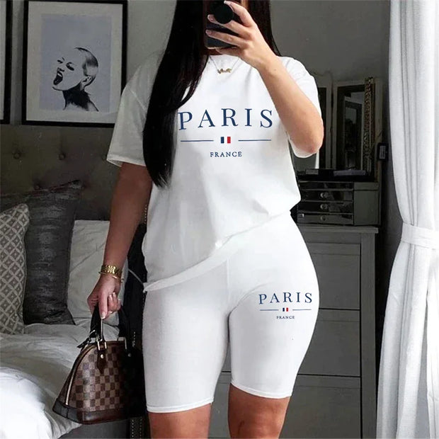 Women's Tracksuit Casual Two Piece Set for Short Sleeve Daily Summer Woman Clothing Shorts T-Shirts O-Neck Matching Sets Womens