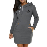 Sweatshirt Women's Dresses Pockets Fashion Casual Zip Neckline Sports Skirt Warm Simple Daily Hooded Woman Comfort Spring Autumn