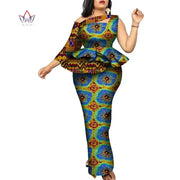 BintaRealWax African Women Clothing Bazin Rich Top and Skirt Sets Plus Size 7XL African Clothing 2 Pieces Skirt Set WY9067