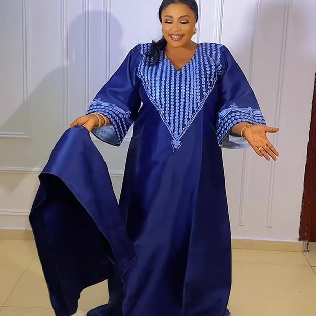 Plus Size African Clothes for Women 2025 New African Dashiki Ankara Embroidery Robe Bazin Design Wedding Party Dresses
