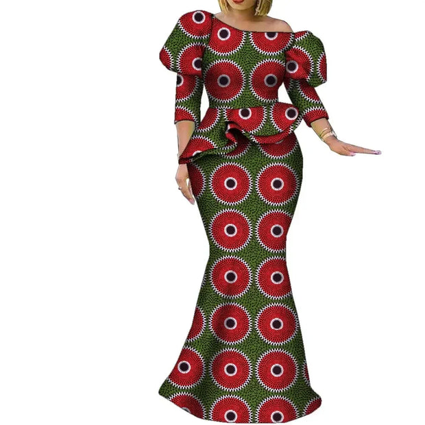 Church African Skirt and Top 2pcs Set High Waist Handmade Plus Size Wedding Party Clothing for Elegant Fashion Lady WY9335