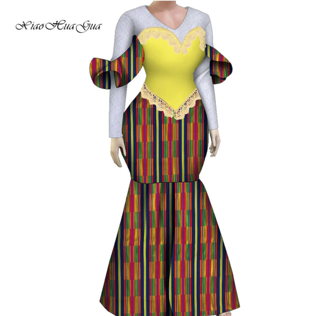 Women African Plus Size Evening Dresses Wedding Party Long Luxury Lace Gown Bodycon Mermaid Dress Ankara Dresses Clothing WY1490