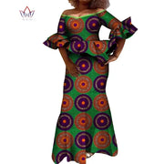 Flare Sleeve Women Skirt Set Dashiki Ankara Party 2 Pcs Sets Tops and Skirt Sets for Women African Women Clothing WY8431