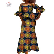 Flare Sleeve Women Skirt Set Dashiki Ankara Party 2 Pcs Sets Tops and Skirt Sets for Women African Women Clothing WY8431