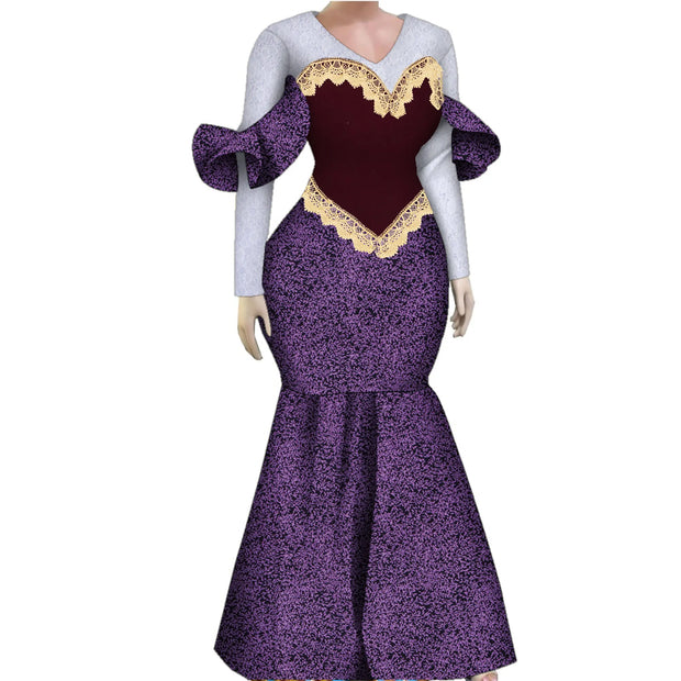Women African Plus Size Evening Dresses Wedding Party Long Luxury Lace Gown Bodycon Mermaid Dress Ankara Dresses Clothing WY1490