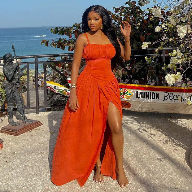 CM.YAYA 2024 Summer Sleeveless Sweet Cute Strapless Slim Floor-Length Long Women Dress Beach Party Sexy Streetwear Maxi Dresses