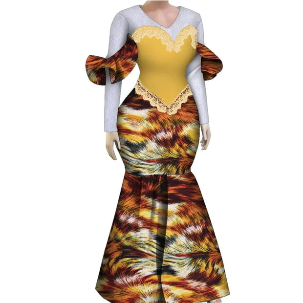 Women African Plus Size Evening Dresses Wedding Party Long Luxury Lace Gown Bodycon Mermaid Dress Ankara Dresses Clothing WY1490