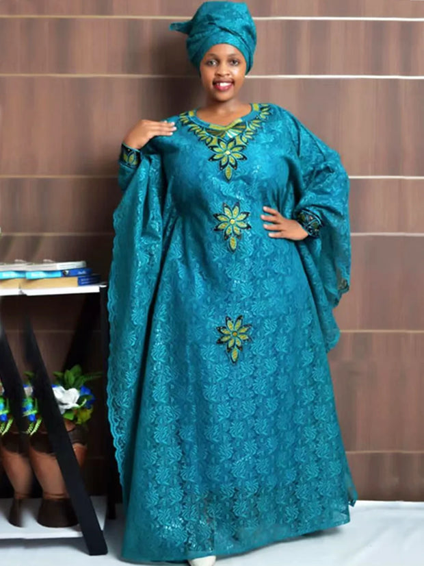 African Dresses for Women Plus Size Africa Clothes Dashiki Ankara Lace Outfits Gown Kaftan Muslim Wedding Party Long Maxi Dress