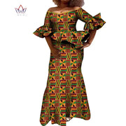 Flare Sleeve Women Skirt Set Dashiki Ankara Party 2 Pcs Sets Tops and Skirt Sets for Women African Women Clothing WY8431
