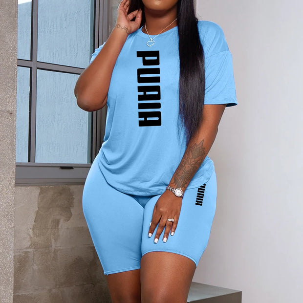 Women Casual Sports Outfits Summer Home Outdoor Comfortable Cool Shorts Tracksuit 2pcs Set Urban Fashion Short Sleeve Streetwear