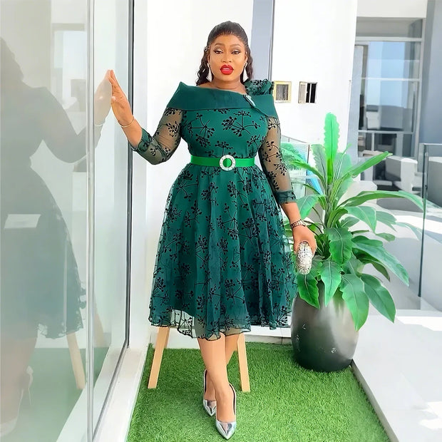 African Dresses for Women 2025 Plus Size Evening Party Long Dress Africa Clothing Elegant Turkey Muslim Print Maxi Dress