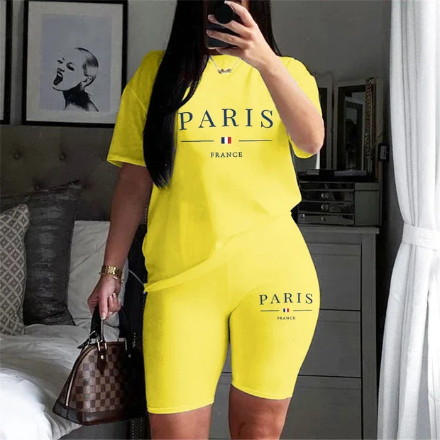 Women's Tracksuit Casual Two Piece Set for Short Sleeve Daily Summer Woman Clothing Shorts T-Shirts O-Neck Matching Sets Womens