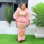 African Clothes 2025 New African Dresses for Women Fashion Plus Size Sequin Evening Party Long Dress Dashiki Ankara Outfits Robe