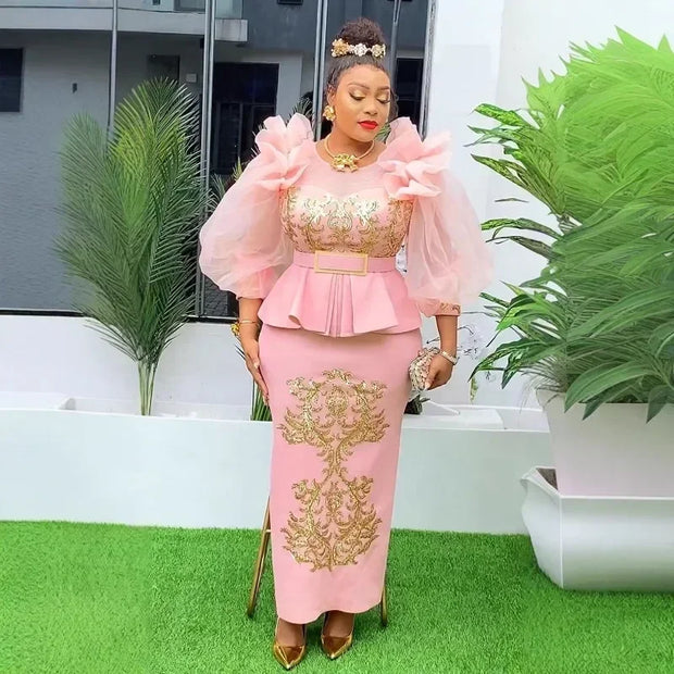 African Clothes 2025 New African Dresses for Women Fashion Plus Size Sequin Evening Party Long Dress Dashiki Ankara Outfits Robe