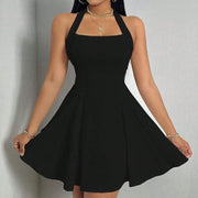 Mia Muse All Seasons Women's Dresses Fashion Halter Square Neck Pleated A-Line Mini Elegant Dress New Year Valentine's Day Gift