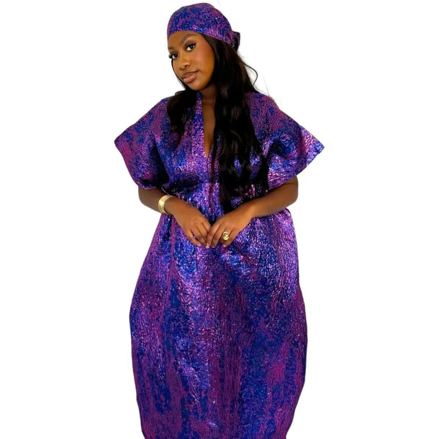 African Dress for Women Plus Si ze Embroidery Weddi ng Guest Long Maxi Dress with Scarf