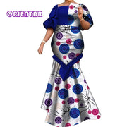 African Dresses for Women Fashion Print Patchwork Ruffle Long Dashiki Dress African Ball Gown for Evening Party WY6824