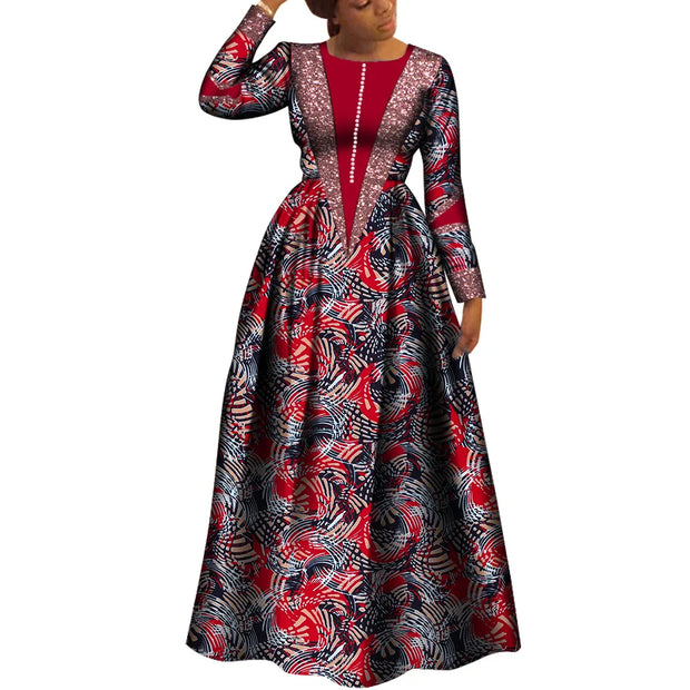 African Dresses for Women Dashiki Dress African Print Robe Africaine Femme Plus Size Africa Clothing Wedding Party WY8034