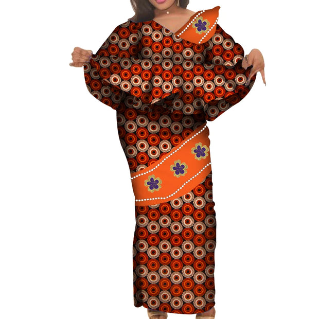 African Traditional Clothing for Women Elegant Long Skirts and Crop Tops African Print Cotton Lady Ankel-length Skirt Set WY3922