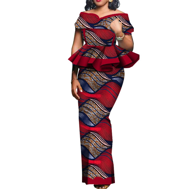 Party African Dress Women Skirt Sets Traditional  2 Pieces Suits Custom Made Dashiki Tops and Skirts Plus Size Clothing WY5104