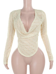Weird Puss Swing Collar Crop Tops Women See Through Sexy Fashion Coquette Long Sleeve Wild Streetwear Midnight Party Slim Tees