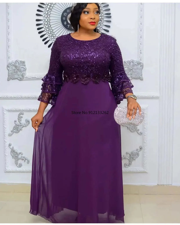 Customized African Party Dresses for Women 2025 Fashion Dashiki Ankara Lace Wedding Gowns Elegant Turkey Muslim Maxi Dress Plus