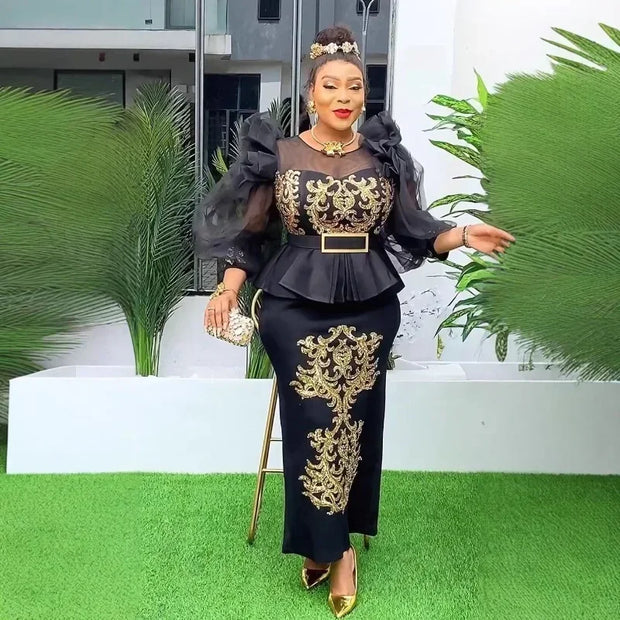 African Clothes 2025 New African Dresses for Women Fashion Plus Size Sequin Evening Party Long Dress Dashiki Ankara Outfits Robe
