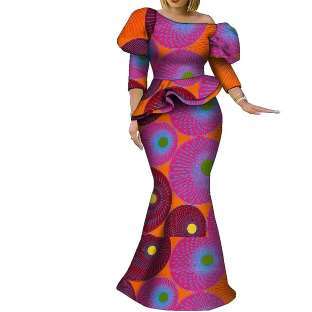 Church African Skirt and Top 2pcs Set High Waist Handmade Plus Size Wedding Party Clothing for Elegant Fashion Lady WY9335