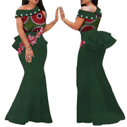 African Print Dresses for Women Riche Applique Draped Peals Long Dress Party Vestidos Traditional African Lady Clothing WY444