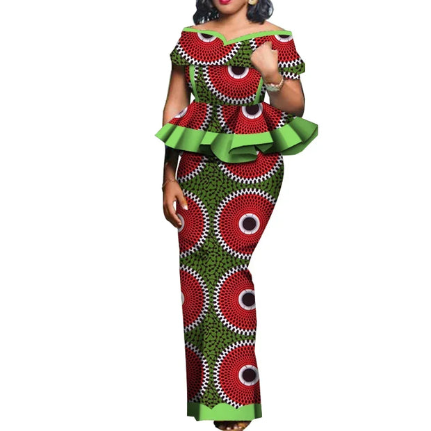Party African Dress Women Skirt Sets Traditional  2 Pieces Suits Custom Made Dashiki Tops and Skirts Plus Size Clothing WY5104