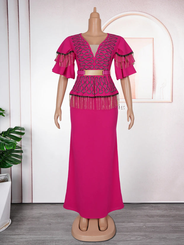 Plus Size African Party Dresses for Women 2025 New Fashion Dashiki Ankara Wedding Evening Gown Elegant Turkey Muslim Maxi Dress