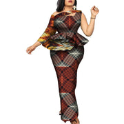 BintaRealWax African Women Clothing Bazin Rich Top and Skirt Sets Plus Size 7XL African Clothing 2 Pieces Skirt Set WY9067