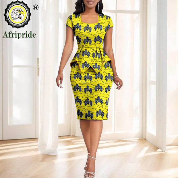 African Clothes for Women Half Sleeve High Waist Embroidery Tops and Skirts 2 Piece Set Print Outfits Elegant Attire 2526024