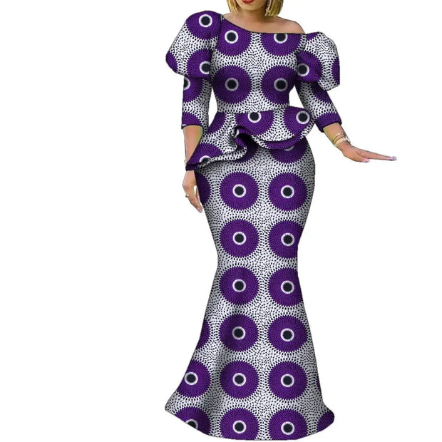 Church African Skirt and Top 2pcs Set High Waist Handmade Plus Size Wedding Party Clothing for Elegant Fashion Lady WY9335