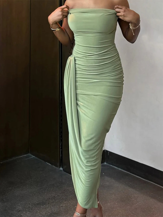 Weird Puss Irregular Patchwork Dress Women Sexy Slash Neck Side Split Elegant Tight Stretch Summer Trend Skinny Maxi Bodycon