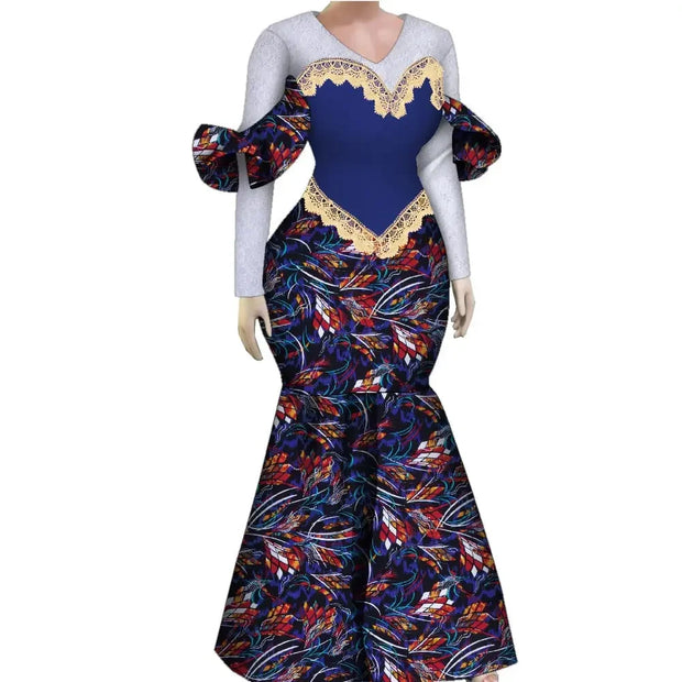 Women African Plus Size Evening Dresses Wedding Party Long Luxury Lace Gown Bodycon Mermaid Dress Ankara Dresses Clothing WY1490