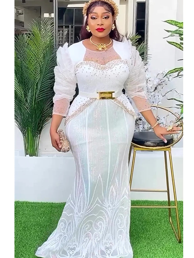 African Dresses for Women 2025 New Fashion Plus Size Sequin Evening Party Long Dress Dashiki Ankara Outfits Robe African Clothes